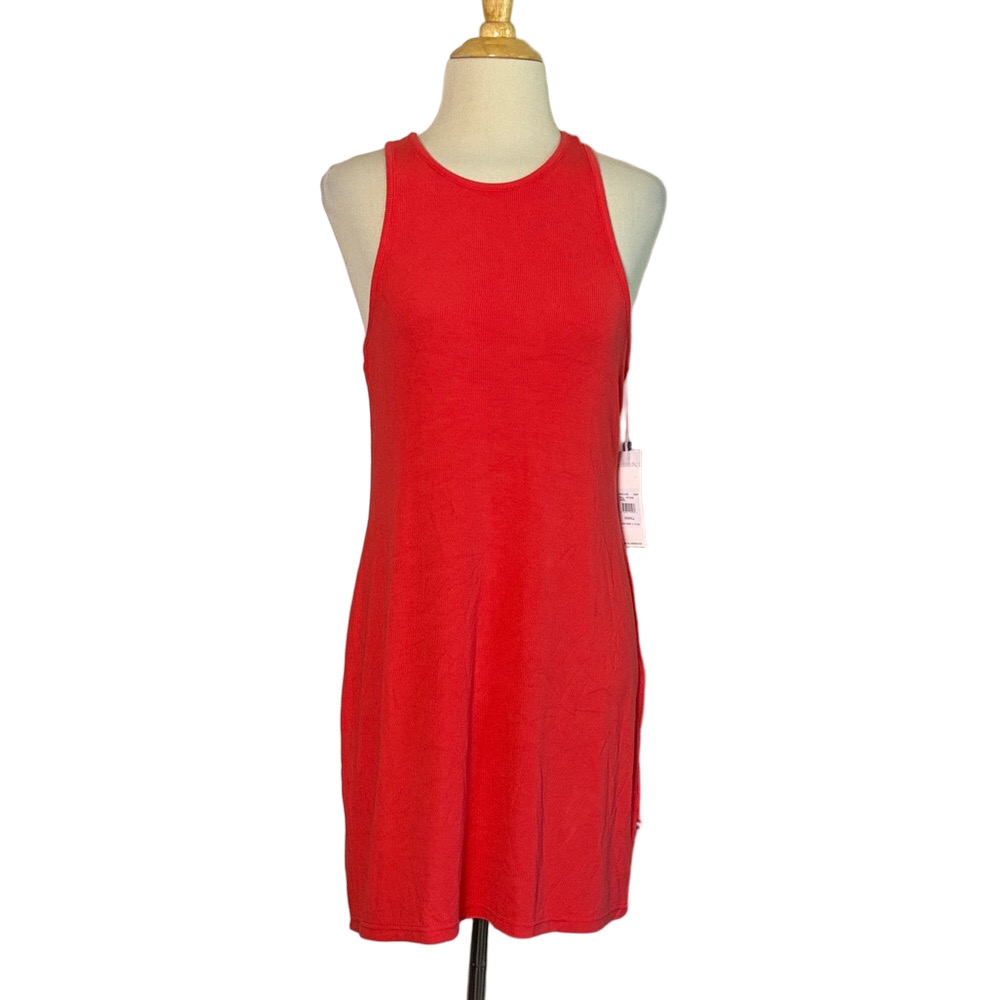 New SOL ANGELES Anthropologie Small Poppy Rib Racer Tank Dress Stretch Modal